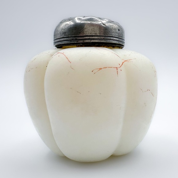 Antique Mount Washington Hand Painted Art Glass Melon Shaped Shaker c 1890 - Picture 11 of 12